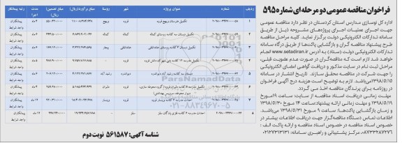 فراخوان مناقصه عمومی, مناقصه تکمیل هنرستان ویهج ....نوبت دوم 