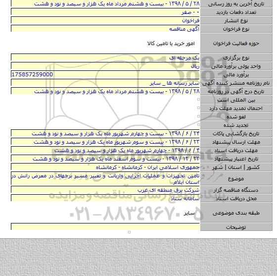 تامین تجهیزات و عملیات اجرایی واریانت و تغییر مسیر برجهای در معرض رانش در استان ایلام