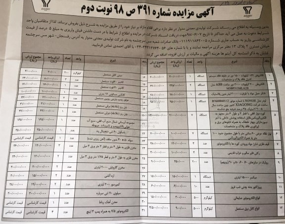 مزایده ,مزایده فروش الکتروفن