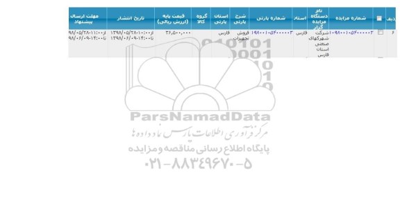 مزایده, مزایده فروش تجهیزات