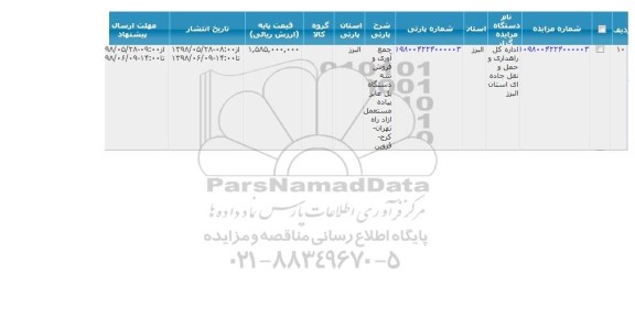 مزایده، مزایده فروش جمع آوری و فروش سه دستگاه پل عابر پیاده 