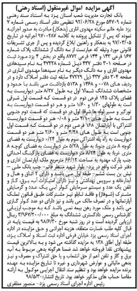 مزایده ،مزایده سه دانگ از ششدانگ پلاک 167 فرعی