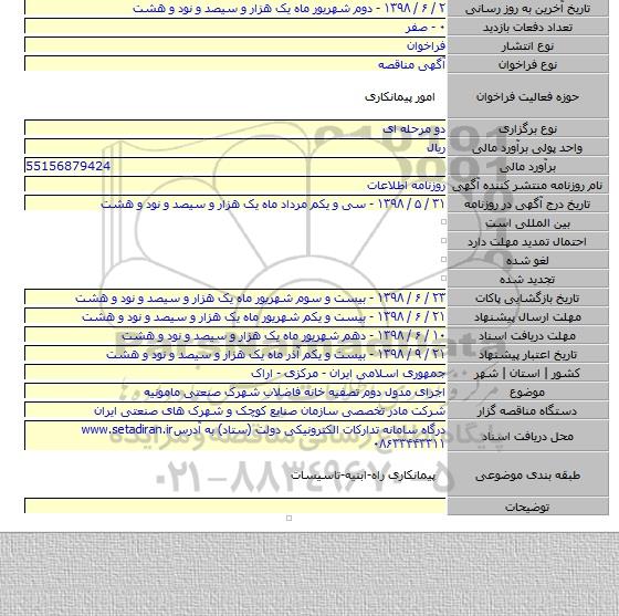 اجرای مدول دوم تصفیه خانه فاضلاب شهرک صنعتی مامونیه