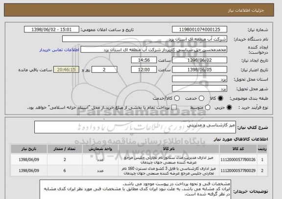 استعلام میز کارشناسی و مدیریتی
