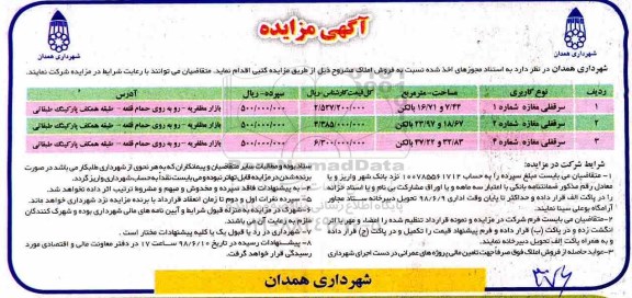 آگهی مزایده ،مزایده فروش املاک سرقفلی مغازه