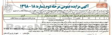 مزایده , مزایده اجاره مغازه تجاری نوبت دوم مرحله دوم