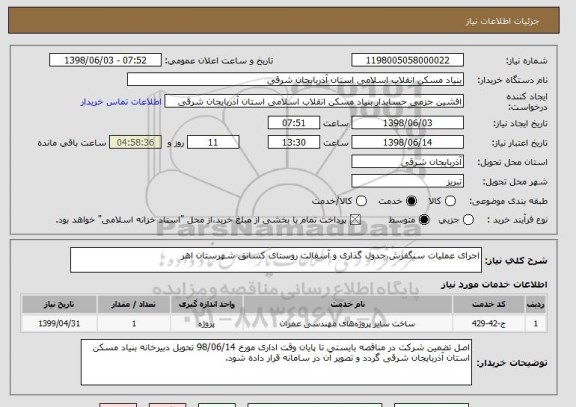 استعلام اجرای عملیات سنگفرش،جدول گذاری و آسفالت روستای کسانق شهرستان اهر
