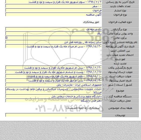احداث عملیات ساختمانی ، تاسیسات میکانیکی و برقی  خانه بهداشت در روستای مرزیکلا