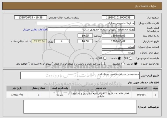 استعلام حسابرسی شرکت ماشین سازی تبریز