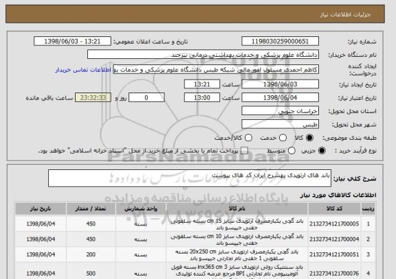 استعلام باند های ارتوپدی بهشرح ایران کد های پیوست