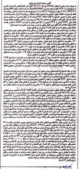 آگهی مزایده ، مزایده آپارتمان مسکونی 