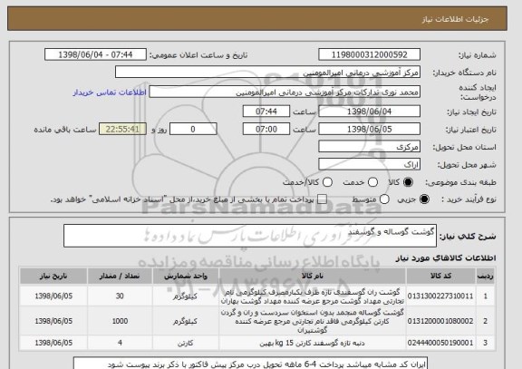 استعلام گوشت گوساله و گوسفند 