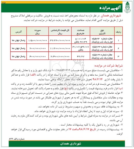 آگهی مزایده ،مزایده فروش املاک مغازه 