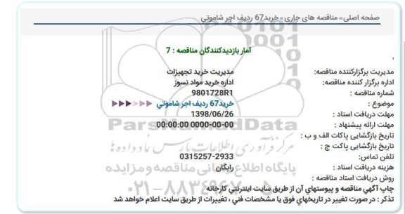 مناقصه, مناقصه خرید 67 ردیف اجر شاموتی