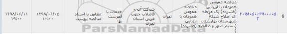 مناقصه, مناقصه اصلاح شبکه شهرستان