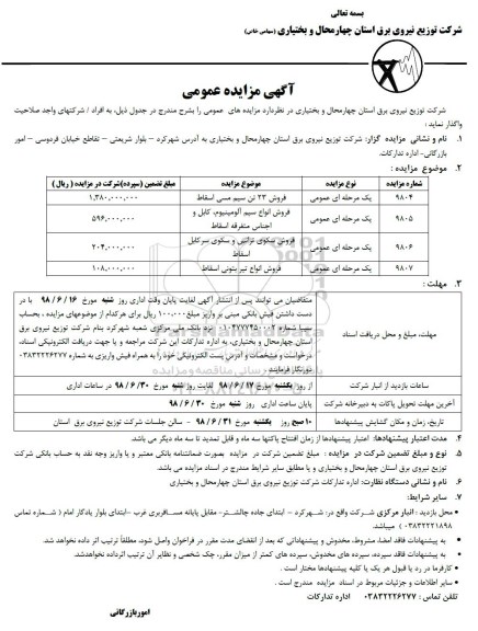آگهی مزایده عمومی,مزایده فروش 23 تن سیم مسی اسقاط