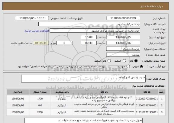 استعلام سیب زمینی کدو گوجه