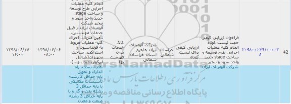 مناقصه انجام کلیه عملیات اجرایی طرح توسعه و ساخت ...