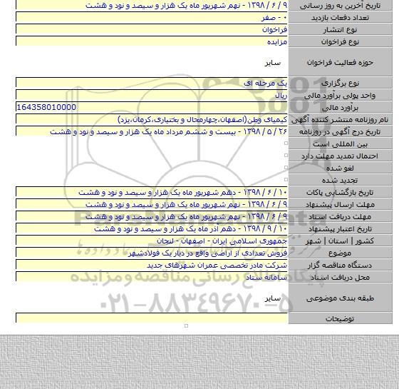 فروش تعدادی از اراضی واقع در دیار یک فولادشهر