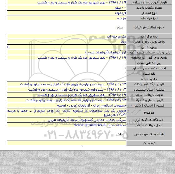 فروش یک باب ساختمان در آشکوبه اداری- یک واحد انباری  و....  جمعا با عرصه ۲۰۲۶۳ متر مربع