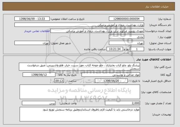 استعلام زرشک پلو. چلو کباب بختیاری . جلو جوجه کباب .موز. سیب. خیار. هلو واشیرینی. صبق درخواست سنجش