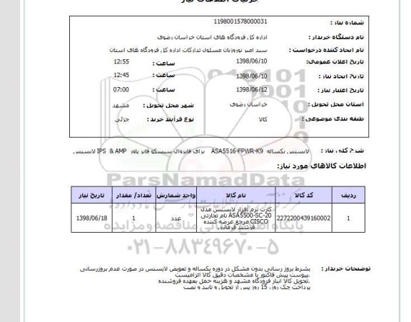 استعلام لایسنس IPS  & AMP  برای فایروال سیسکو فایر پاور    ASA5516-FPWR-K9  لایسنس یکساله
