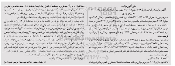 مزایده ،مزایده 1.79 سهم از 20.14 سهم یکباب تجاری