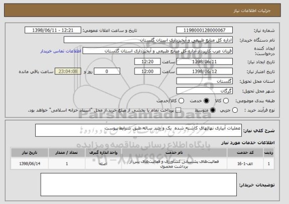 استعلام عملیات آبیاری نهالهای کاشته شده  یک و چند ساله طبق شرایط پیوست