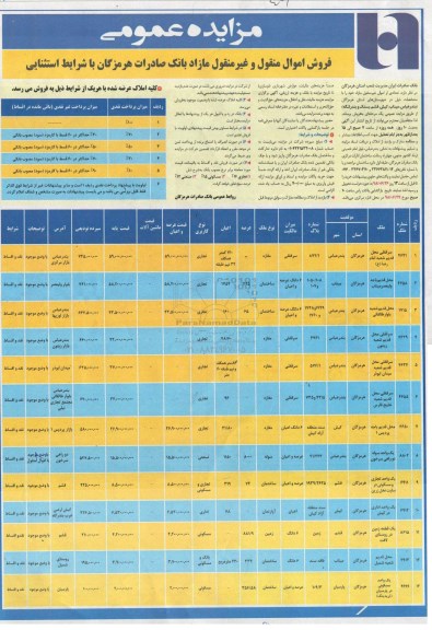 آگهی مزایده،مزایده فروش اموال منقول و غیرمنقول مازاد 
