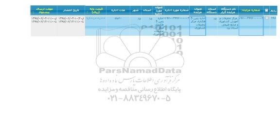 مزایده ،  مزایده اجاره زمین 5 هکتاری 