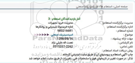 استعلام ، استعلام    اسید سیتریک صنعتی 