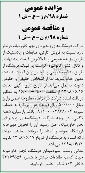مناقصه , مناقصه کانال کشی گالوانیزه اگزاست پارکینگ 