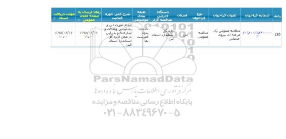 مناقصه, مناقصه نیروی خدماتی