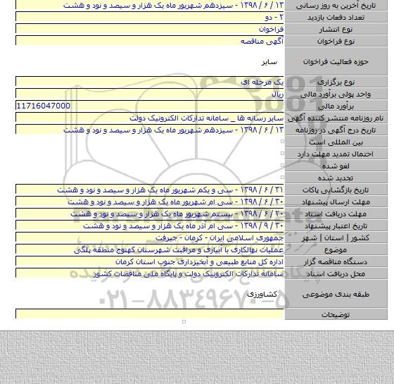 عملیات نهالکاری با آبیاری و مراقبت شهرستان کهنوج منطقه پلگی