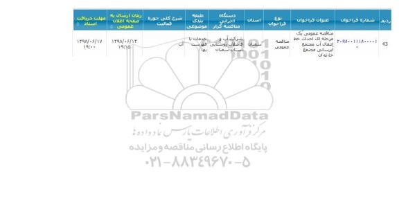 مناقصه احداث خط انتقال آب 