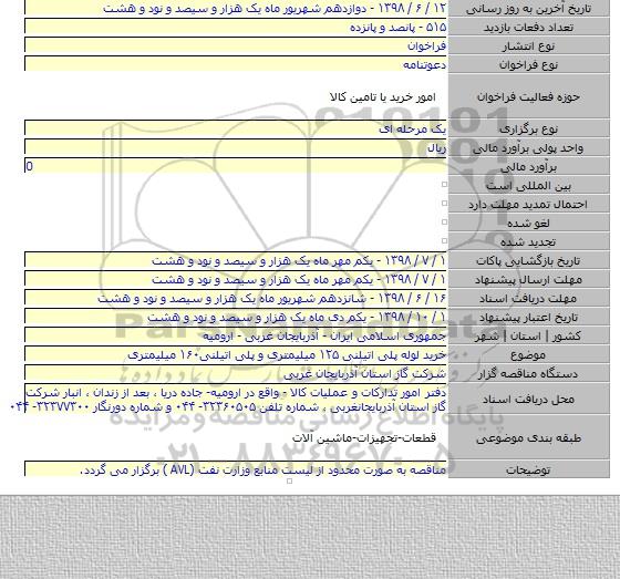 خرید لوله پلی اتیلنی ۱۲۵ میلیمتری و پلی اتیلنی۱۶۰ میلیمتری