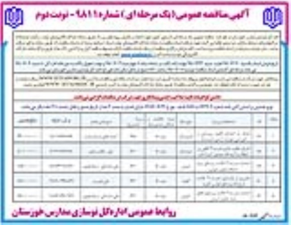 آگهی مناقصه عمومی , مناقصه کمک به احداث کانون پرورشی و آموزشی نوبت دوم 