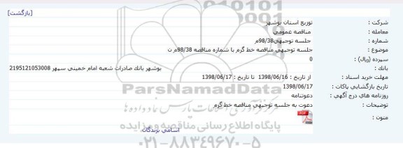 مناقصه خط گرم 