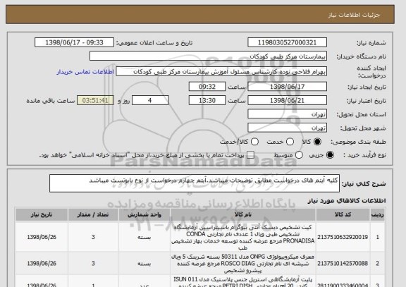 استعلام کلیه آیتم های درخواست مطابق توضیحات میباشد.آیتم چهارم درخواست از نوع بایوتست میباشد