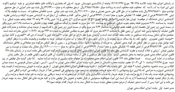 مزایده، مزایده فروش  پلاک ثبتی  46882/124 فرعی از اصلی قطعه 19 تفکیکی  