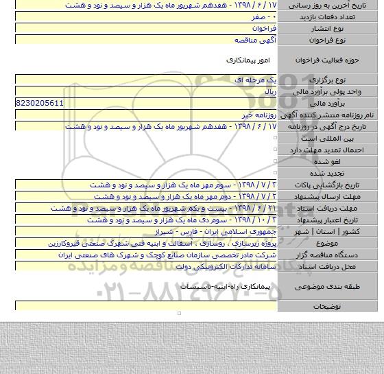 پروژه زیرسازی ، روسازی ، آسفالت و ابنیه فنی شهرک صنعتی قیروکارزین