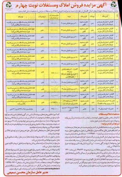 مزایده ،مزایده فروش املاک و مستغلات نوبت چهارم 