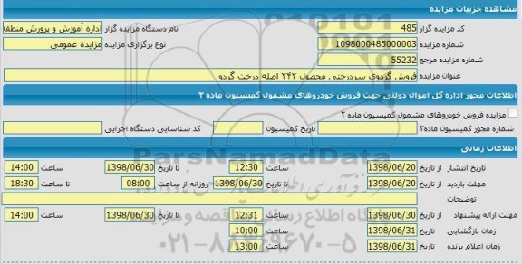 مزایده ، مزایده فروش گردوی سردرختی