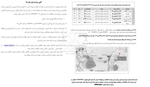 مزایده تعداد 5 دستگاه خودرو سبک، سنگین