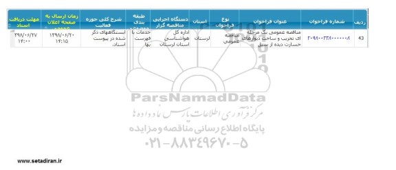 مناقصه، مناقصه تخریب و ساخت دیوارهای خسارت دیده از سیل 