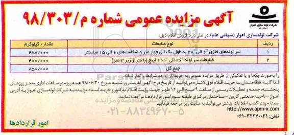 مزایده, مزایده سرلوله های فلزی