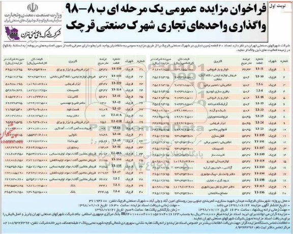 فراخوان مزایده عمومی ، مزایده واگذاری تعداد 40 قطعه زمین تجاری