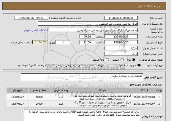 استعلام آنژیوکت آبی و صورتی ایرانی