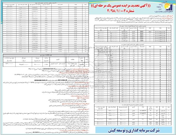 آگهی مزایده ، مزایده پیش فروش واحدهای در حال احداث کاربری مسکونی تجدید