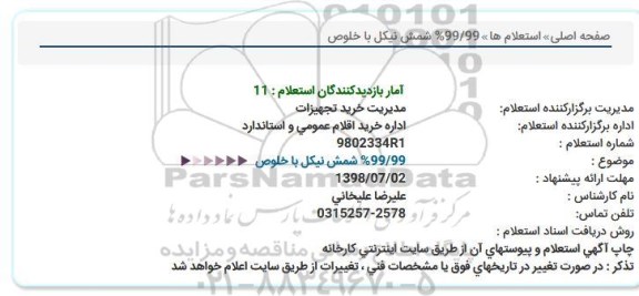 استعلام ,استعلام شمش نیکل
